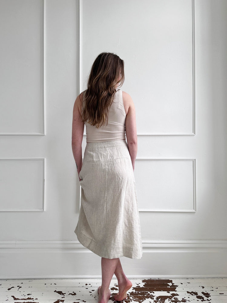 Linen A - line Skirt - Spring Sweet