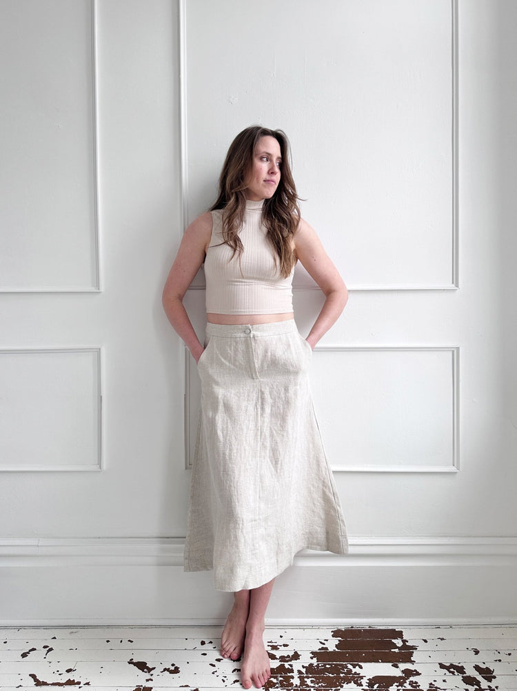 Linen A - line Skirt - Spring Sweet