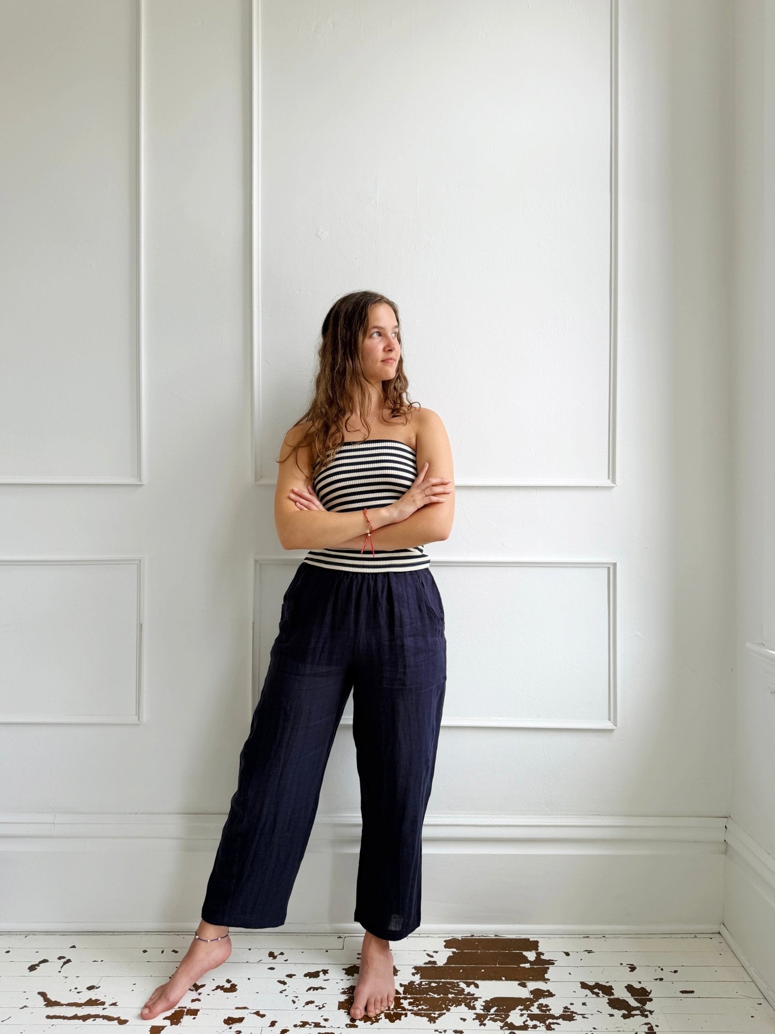 Linen Barrel Pull On Pants - Spring Sweet