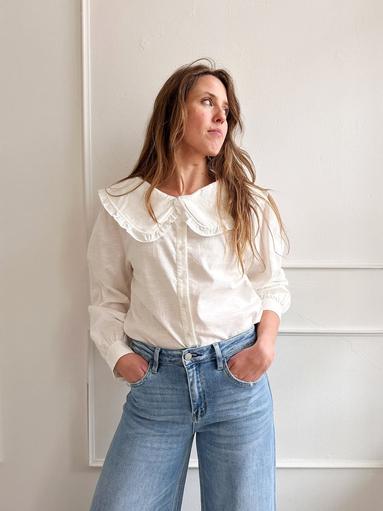 Linen Blend Collared Blouse - Spring Sweet