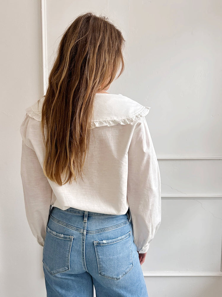 Linen Blend Collared Blouse - Spring Sweet