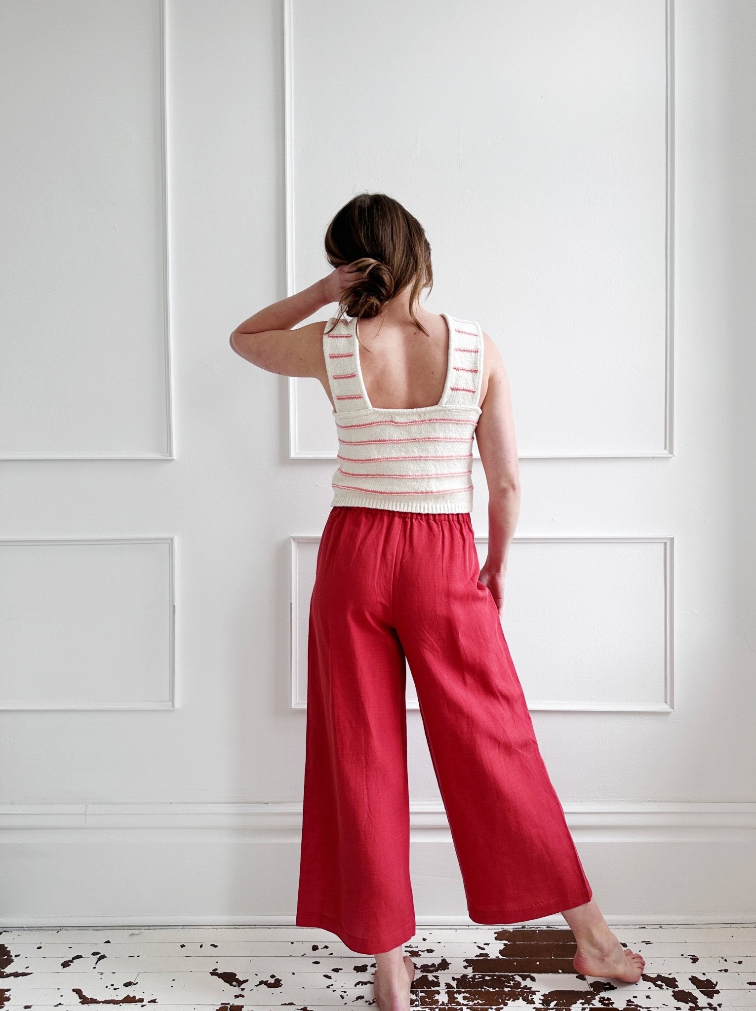 Linen Blend Cropped Pleated Pant - Spring Sweet