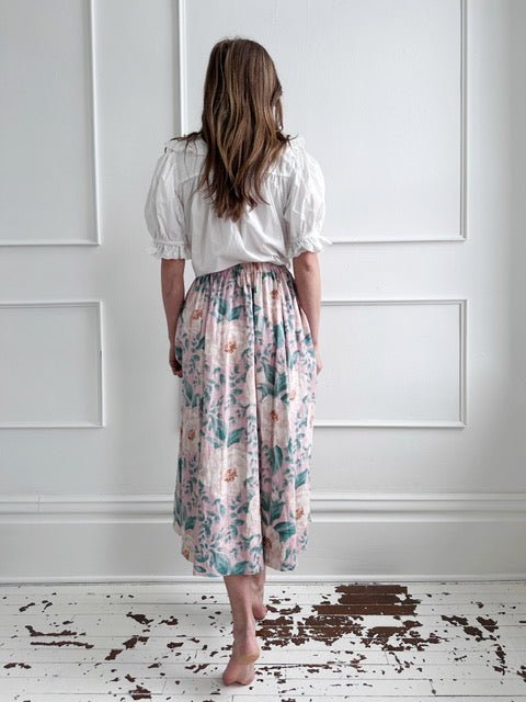 Linen Blend Floral Midi Skirt - Spring Sweet