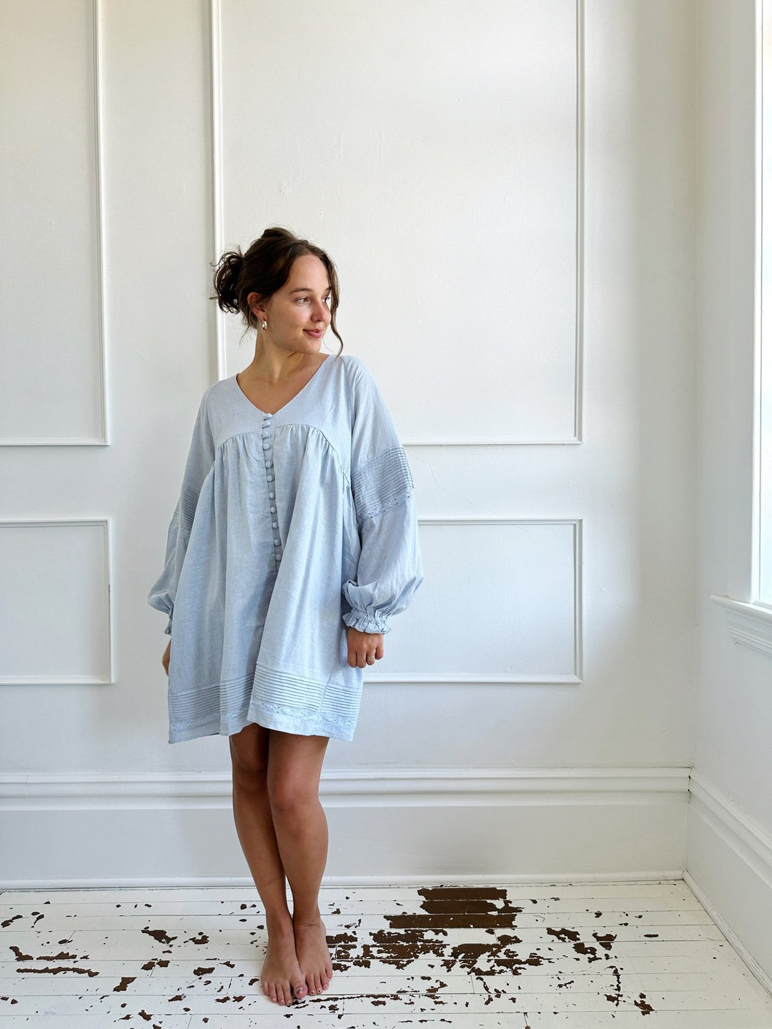 Linen Blend Pintuck Dress - Spring Sweet