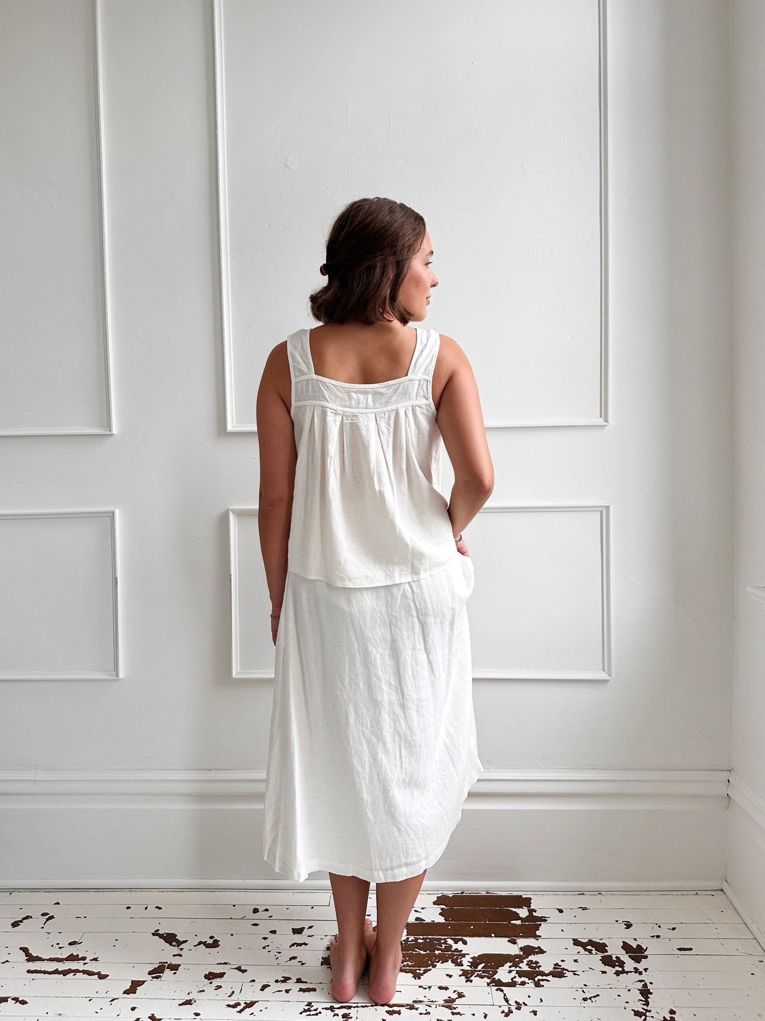 Linen Blend Pleated Midi Skirt - Spring Sweet