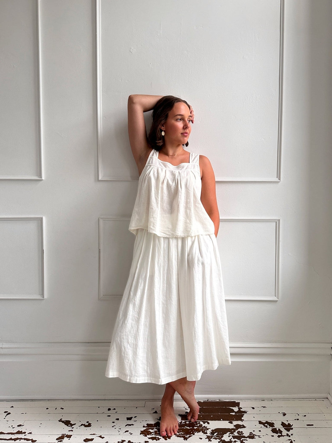 Linen Blend Pleated Midi Skirt - Spring Sweet