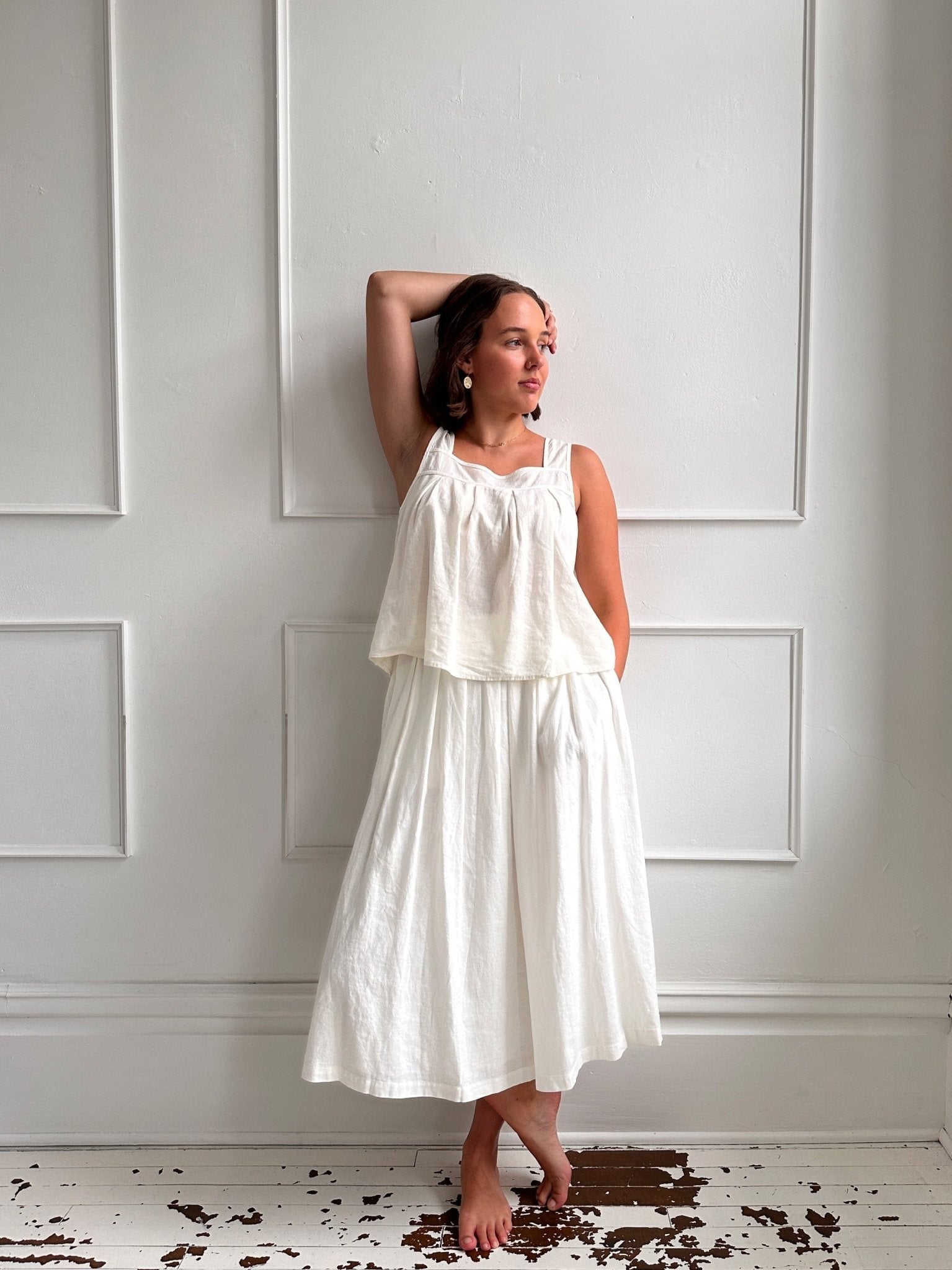 Linen Blend Pleated Midi Skirt - Spring Sweet