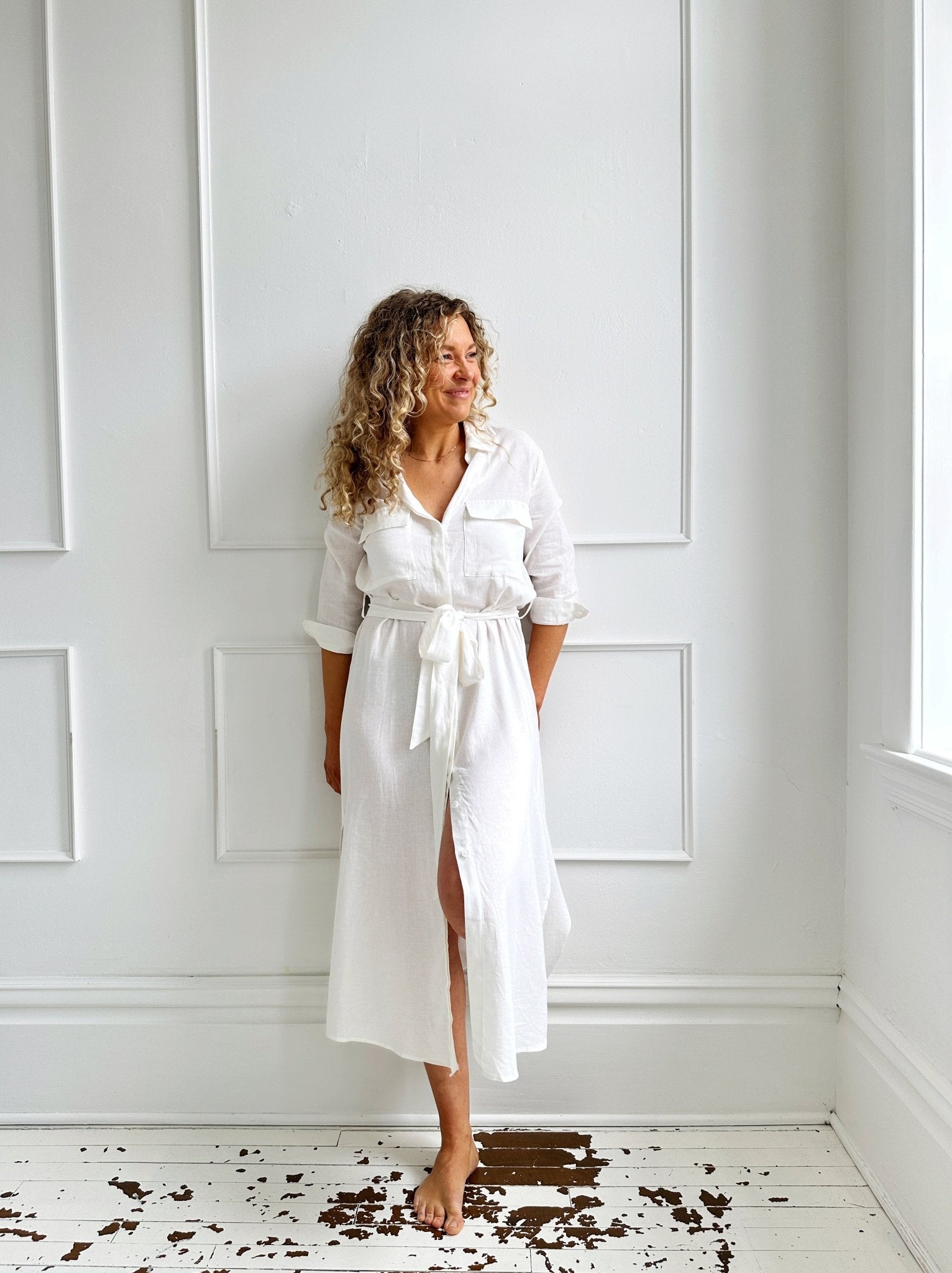 Linen Blend Shirt Dress - Spring Sweet
