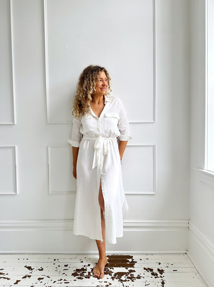 Linen Blend Shirt Dress - Spring Sweet
