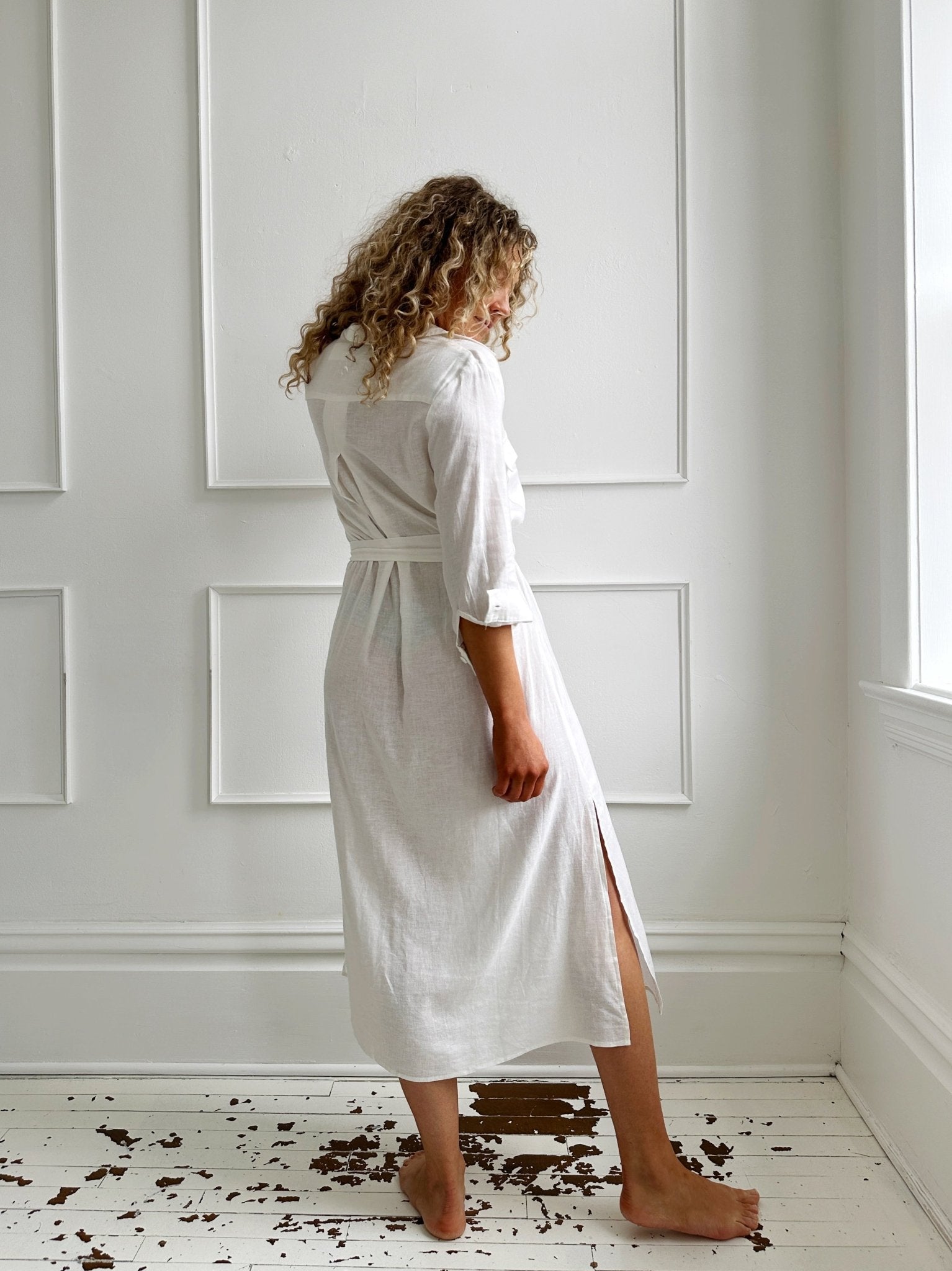Linen Blend Shirt Dress - Spring Sweet
