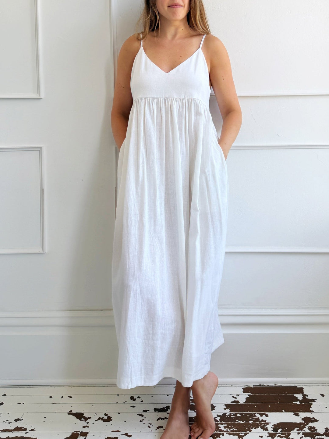 Linen Blend Spaghetti Strap dress - Spring Sweet