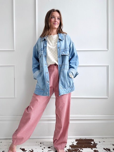 Linen Blend Stripe Pants - Spring Sweet