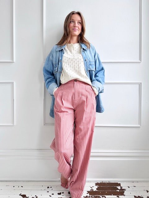 Linen Blend Stripe Pants - Spring Sweet