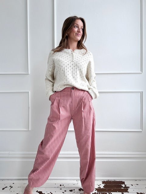 Linen Blend Stripe Pants - Spring Sweet