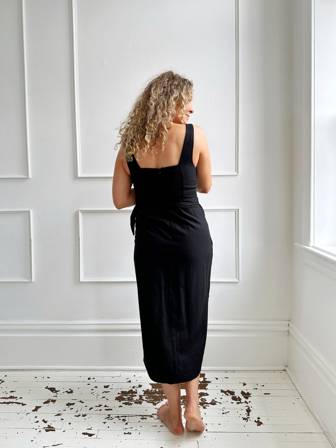 Linen Blend Wrap Dress - Spring Sweet