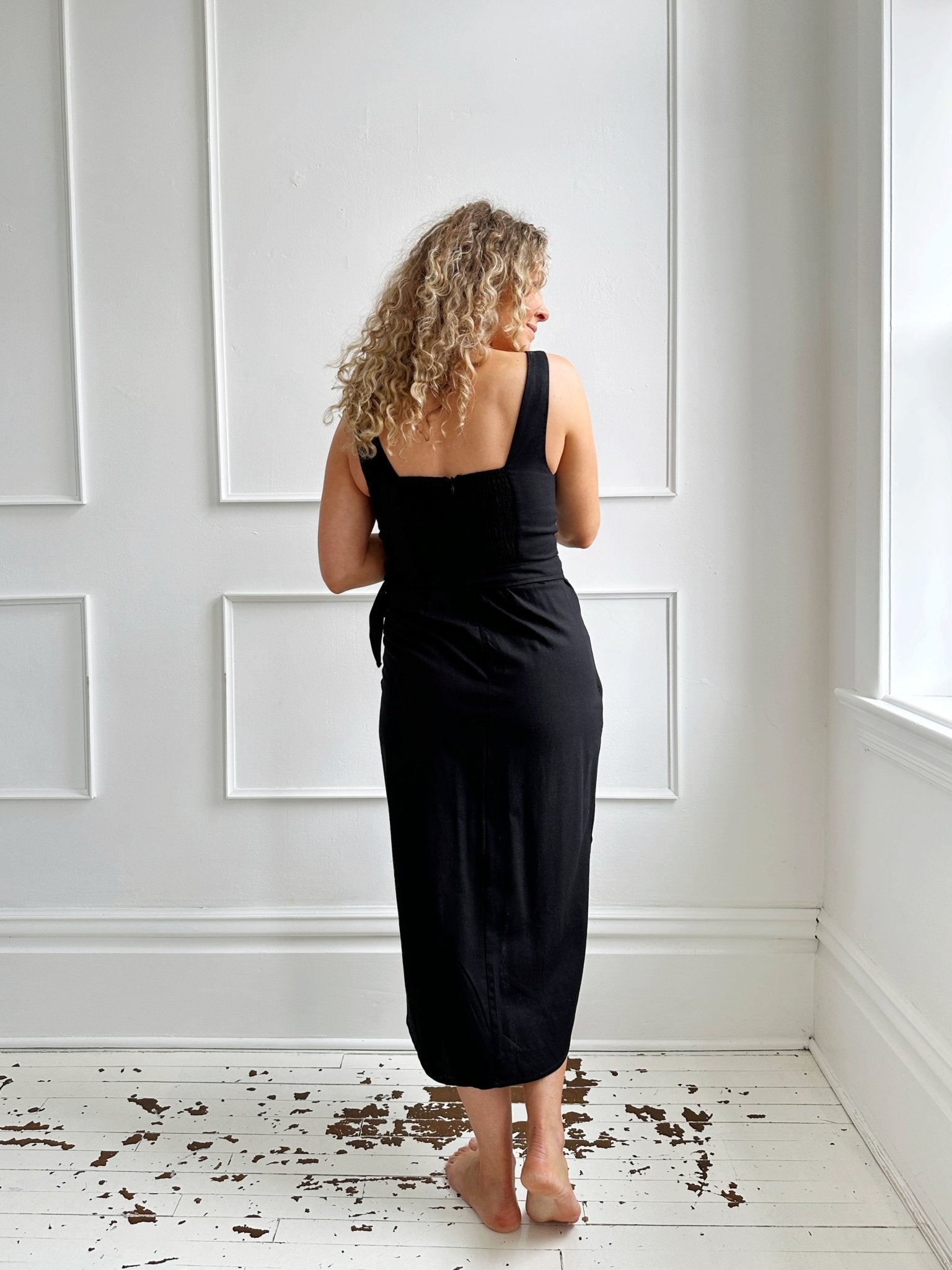 Linen Blend Wrap Dress - Spring Sweet