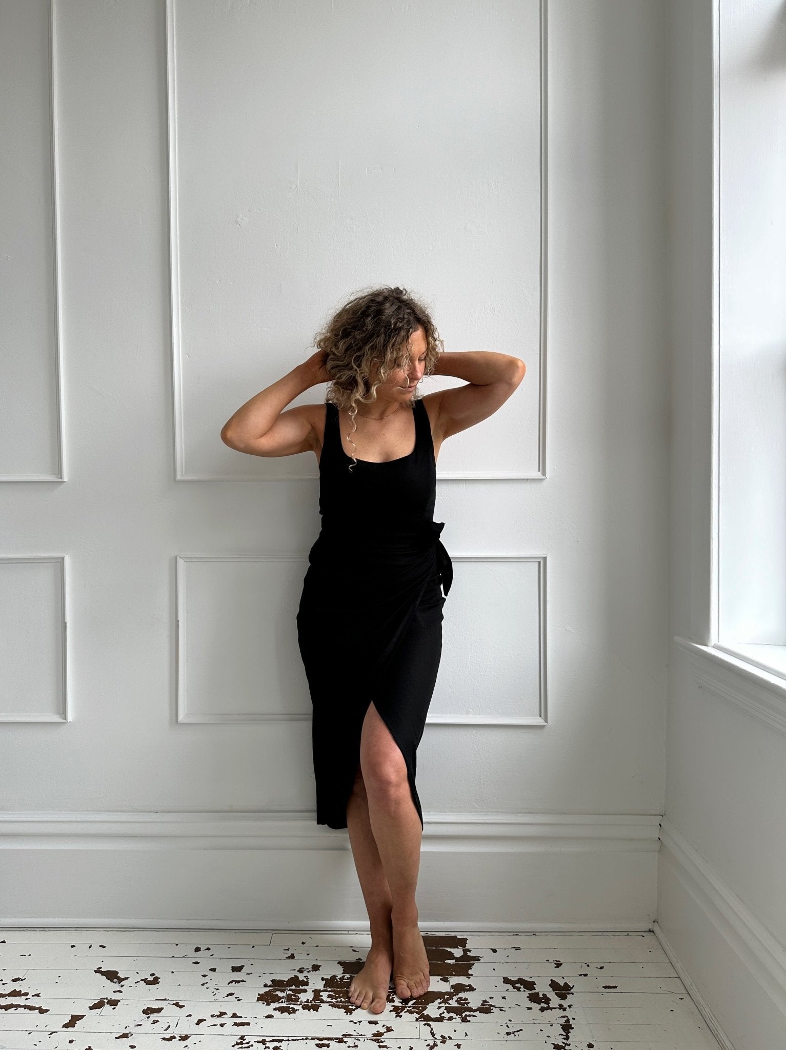 Linen Blend Wrap Dress - Spring Sweet