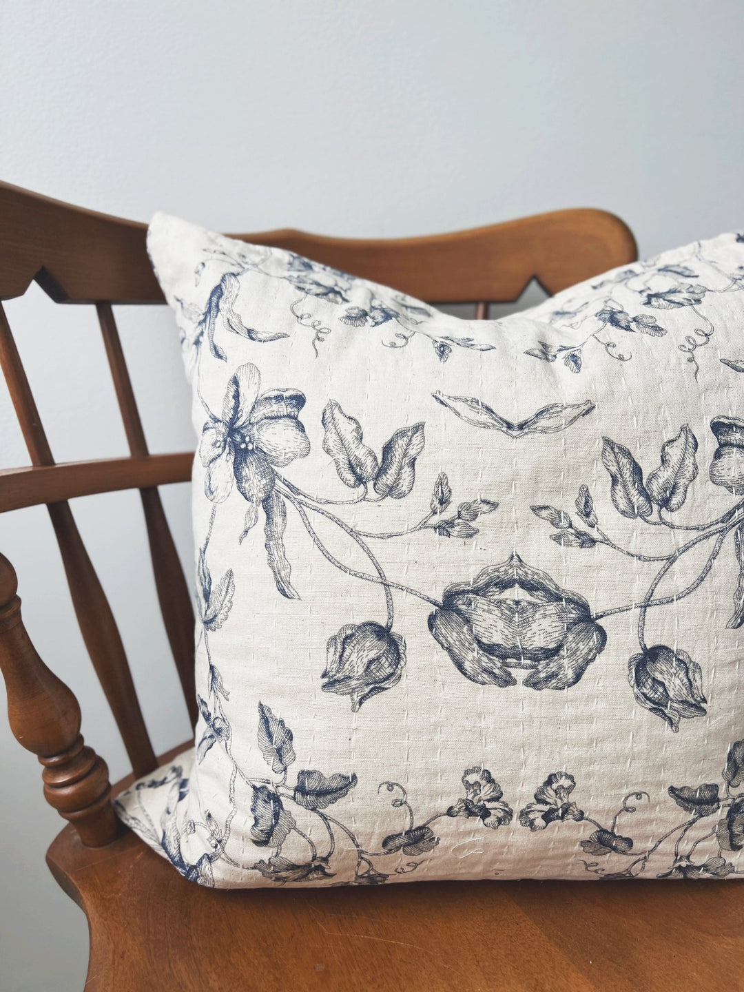 Linen Floral Printed Down Filled Pillow - Spring Sweet