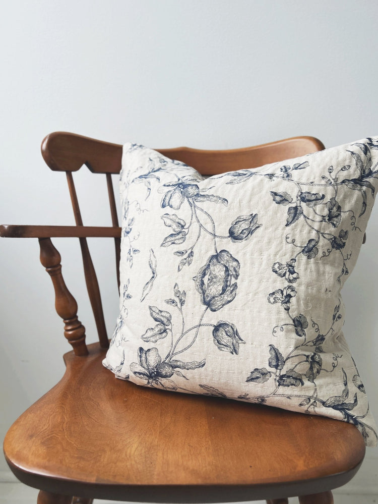 Linen Floral Printed Down Filled Pillow - Spring Sweet