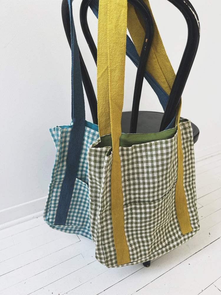 Linen Gingham Tote Bag - Spring Sweet