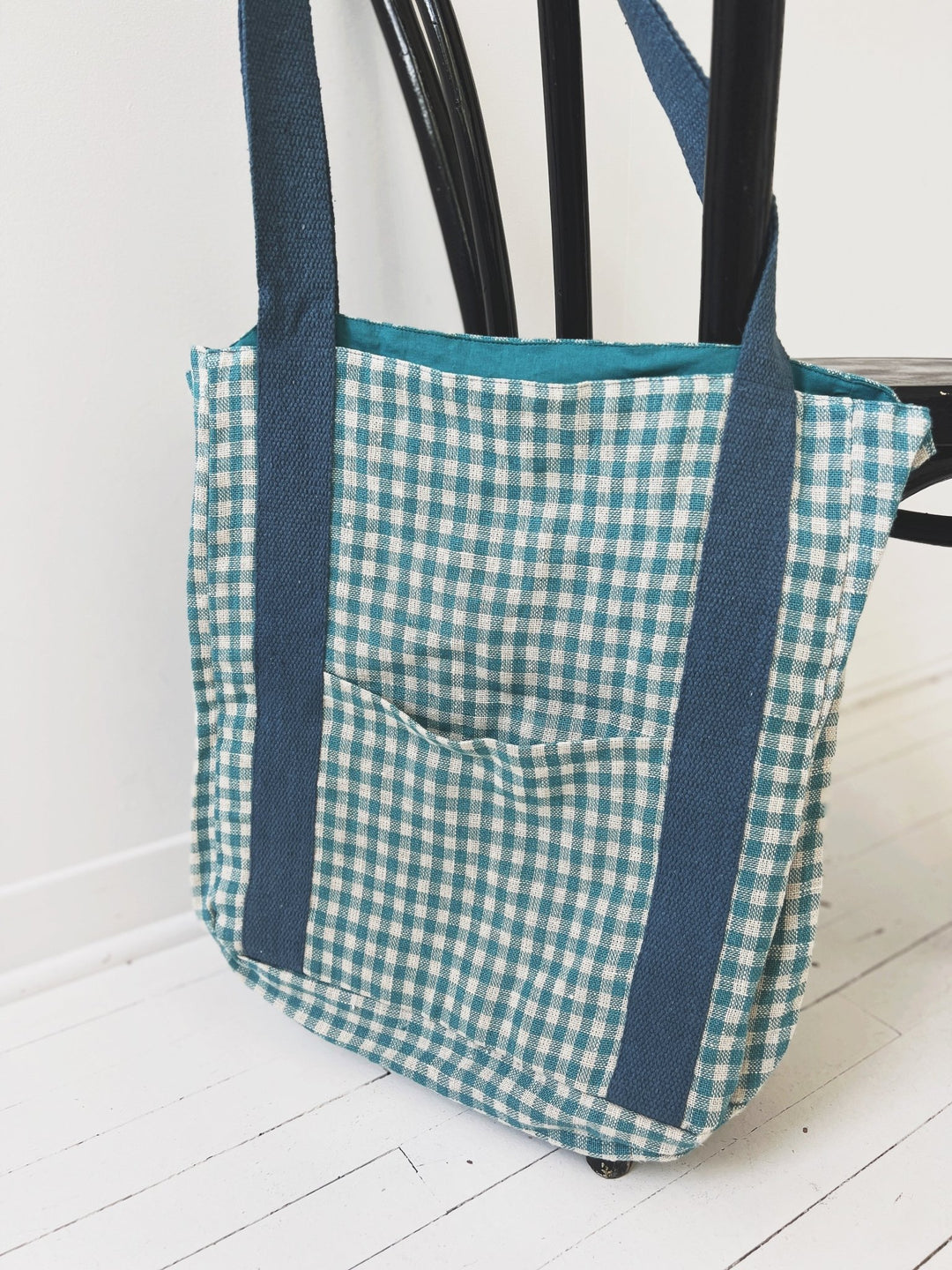 Linen Gingham Tote Bag - Spring Sweet