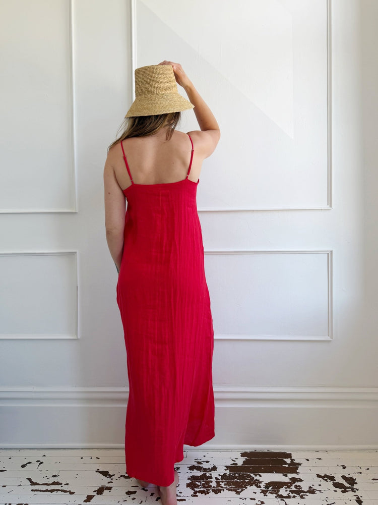 Linen Spaghetti Strap Dress