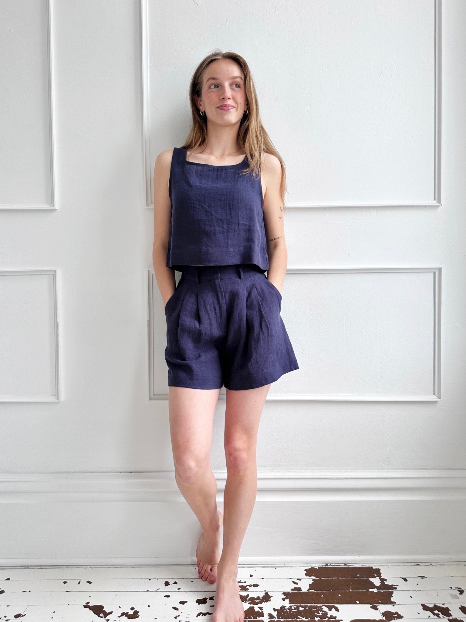 Linen Square Neck Tank - Spring Sweet