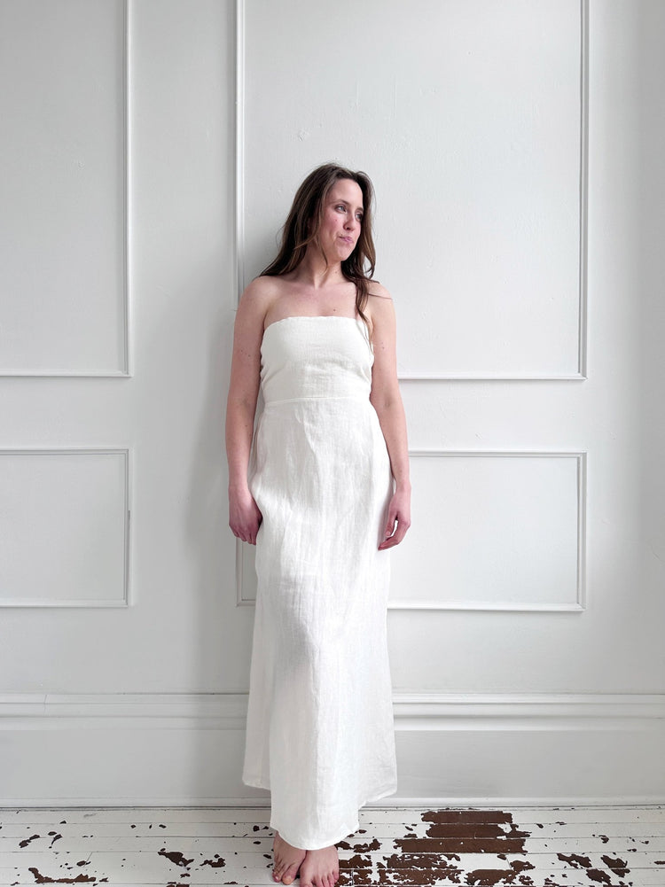 Linen Strapless Midi Dress - Spring Sweet