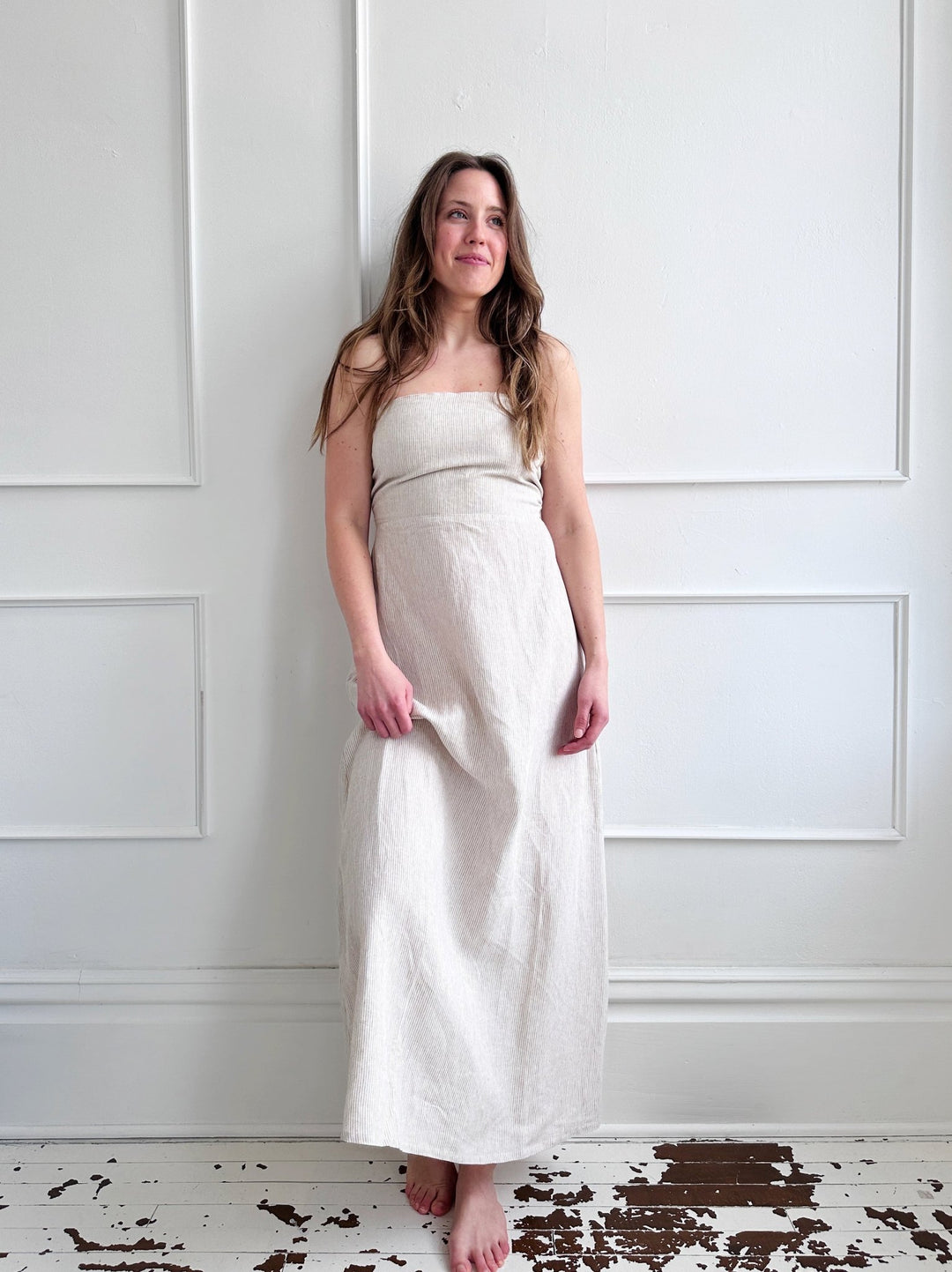 Linen Strapless Midi Dress - Spring Sweet