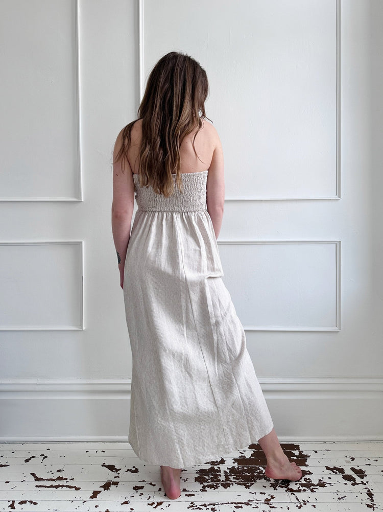Linen Strapless Midi Dress - Spring Sweet