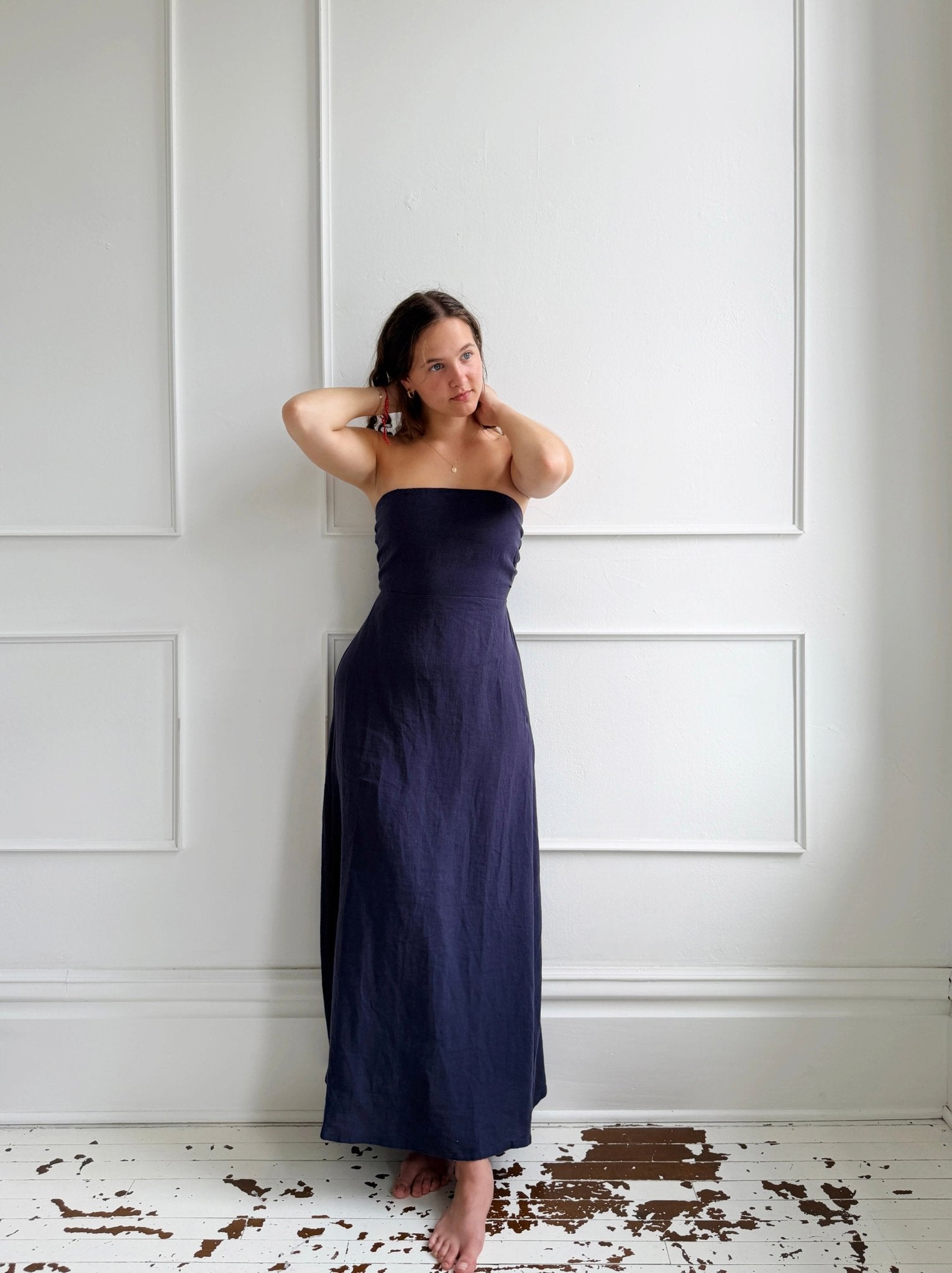 Linen Strapless Midi Dress - Spring Sweet