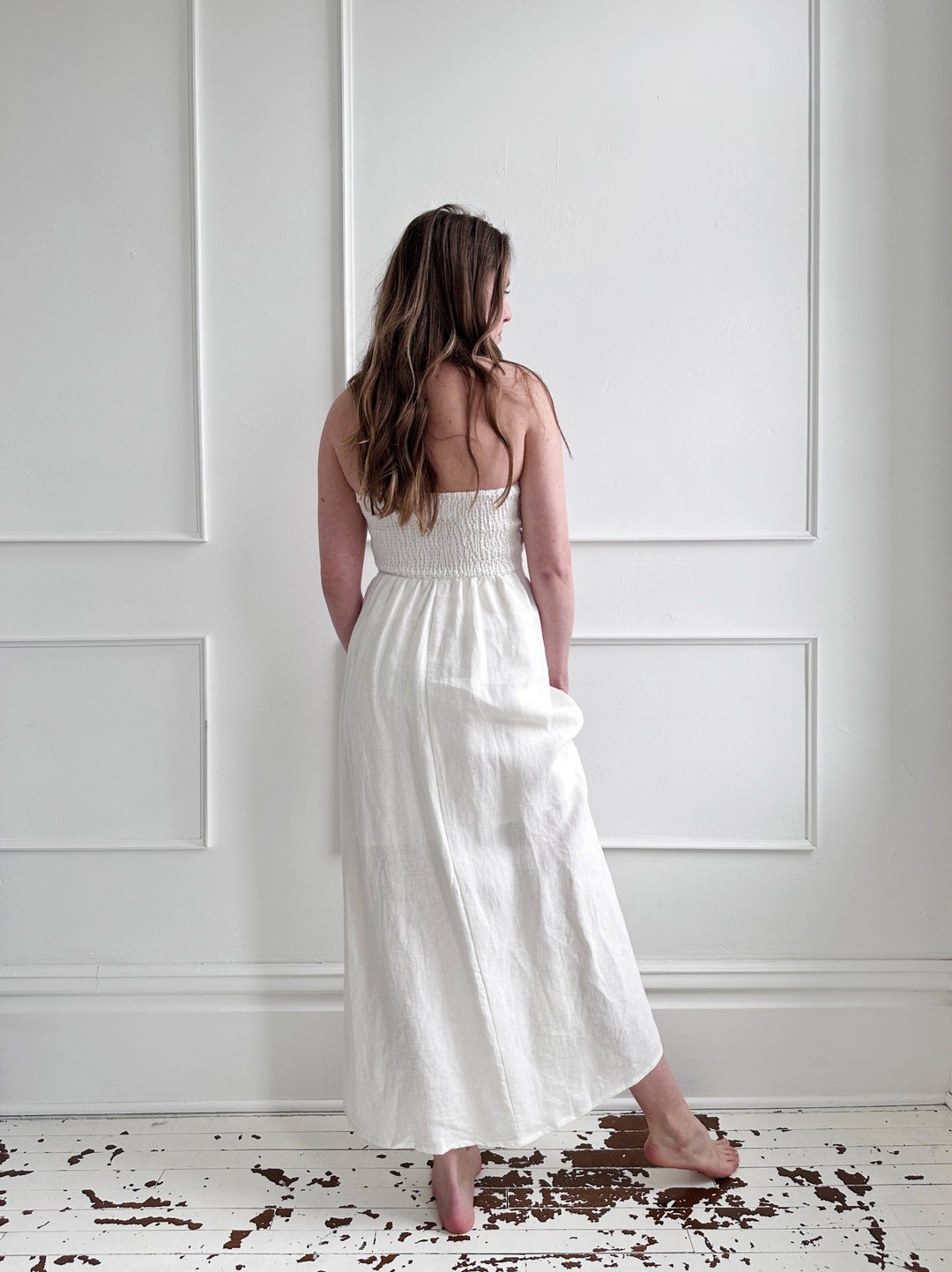 Linen Strapless Midi Dress - Spring Sweet