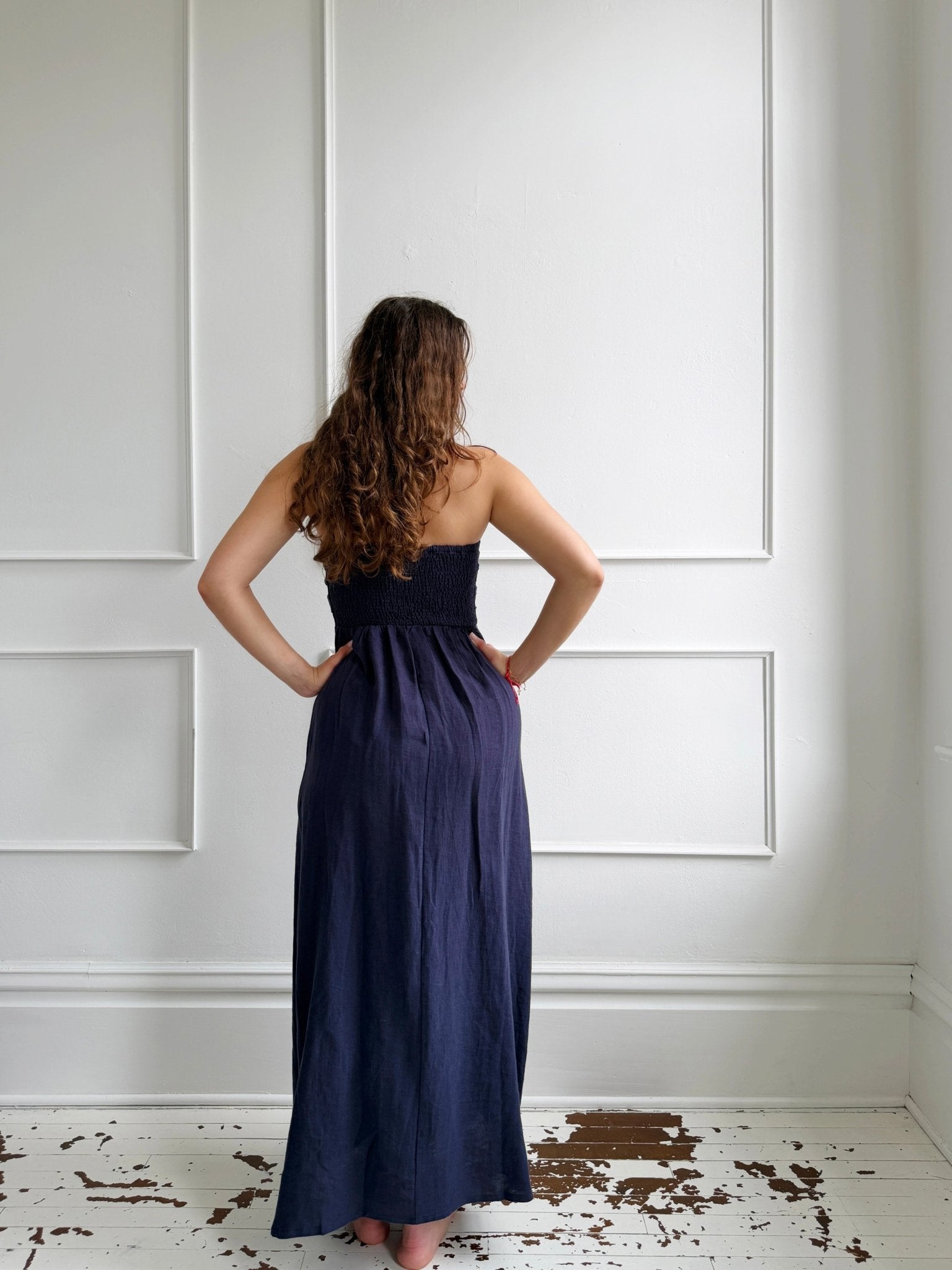Linen Strapless Midi Dress - Spring Sweet