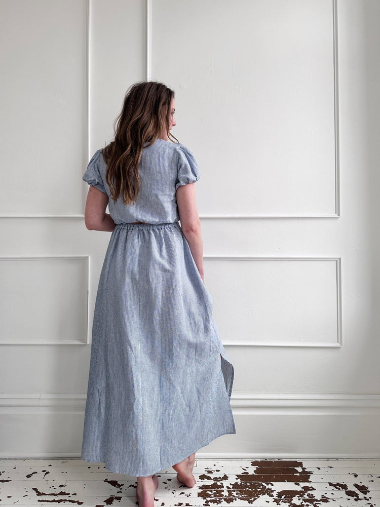 Linen Striped Maxi Skirt - Spring Sweet