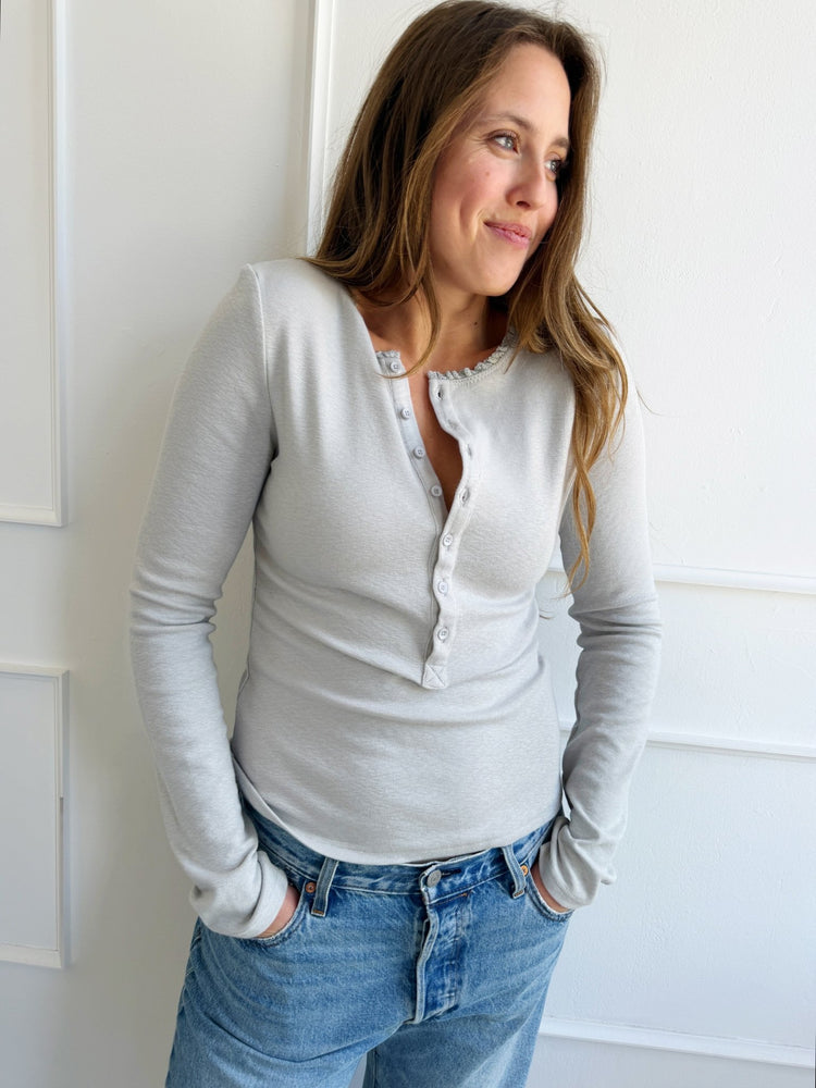 Long Sleeve Henley - Spring Sweet