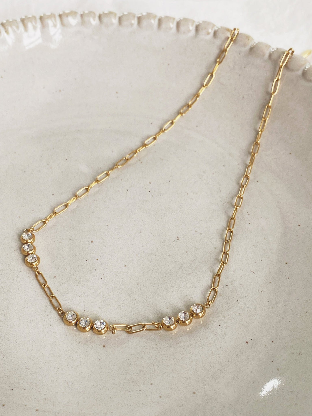 Luxe Paperclip CZ Necklace, Gold Plated - Spring Sweet