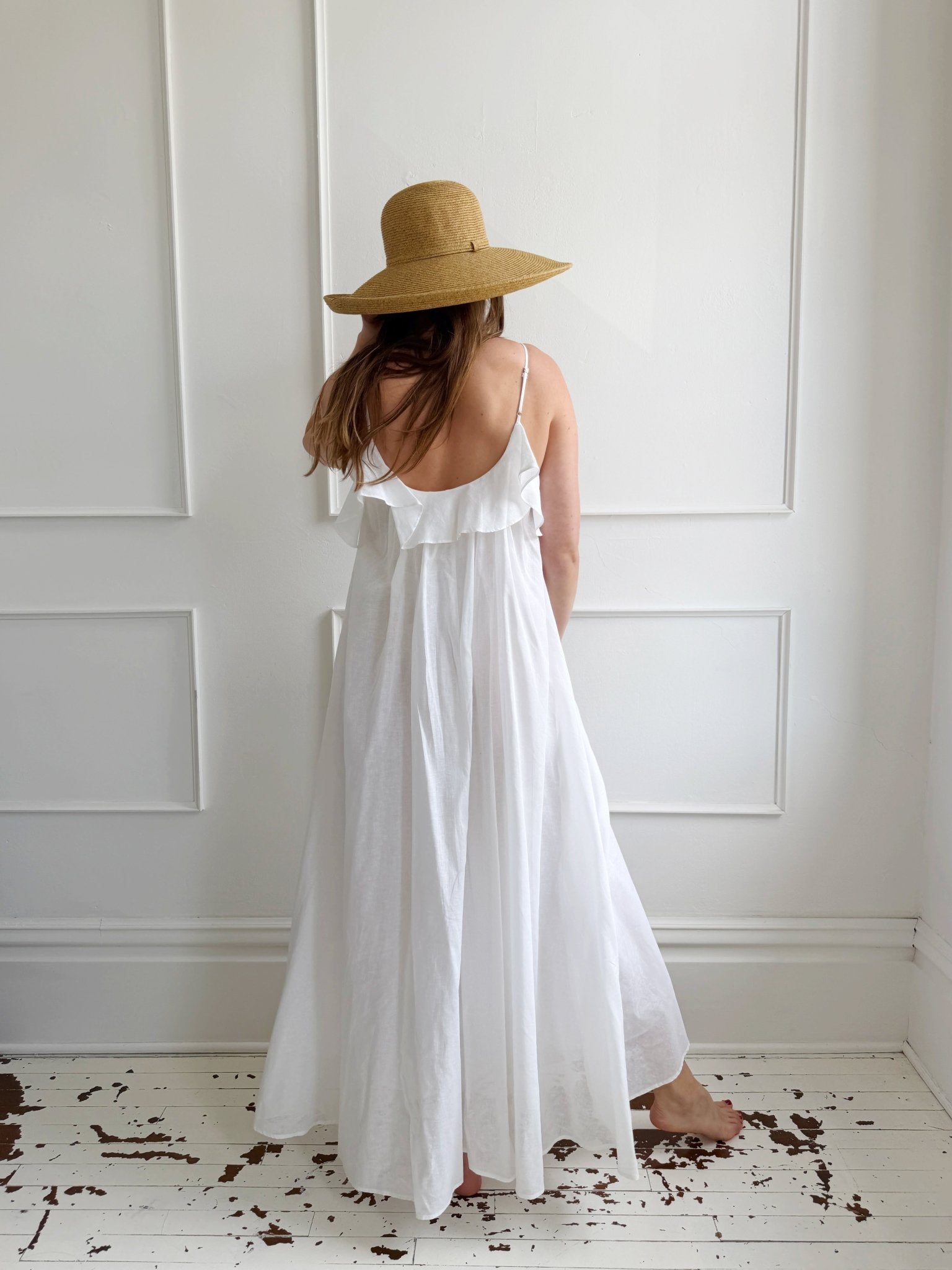 Maxi Shift Dress W/ Ruffle Medium / Light Steel Blue