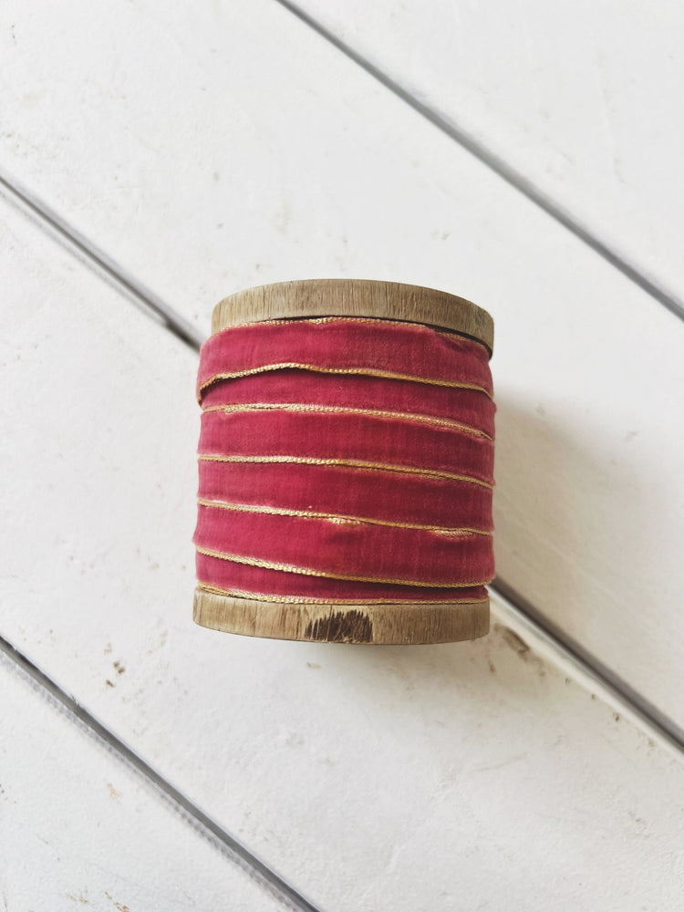 Metallic Edge Velvet Ribbon - Spring Sweet