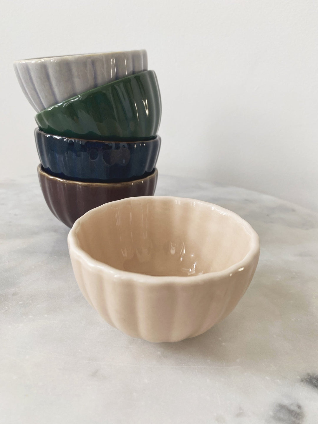 Mini Ribbed Stoneware Bowl - Spring Sweet