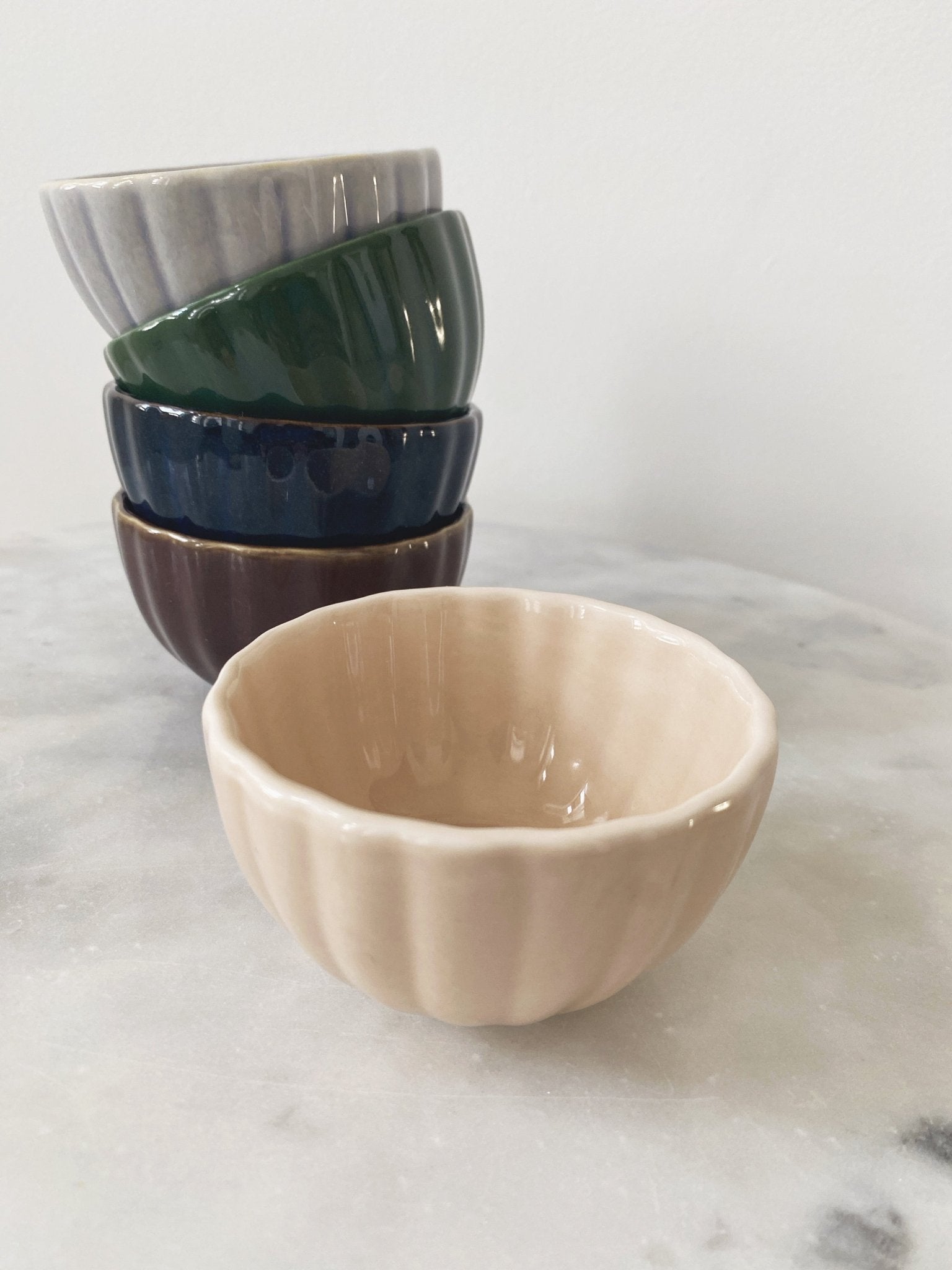Mini Ribbed Stoneware Bowl - Spring Sweet
