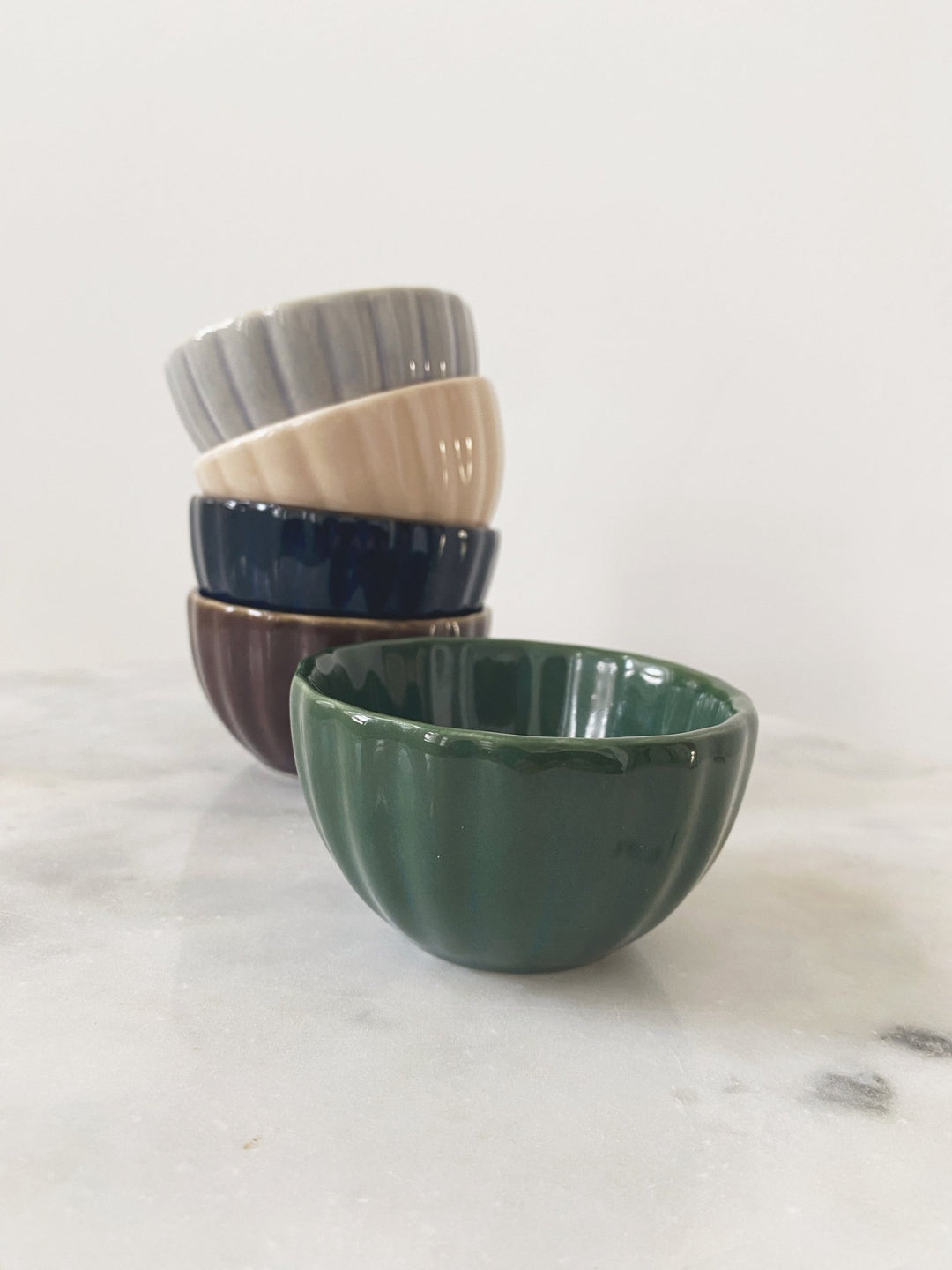 Mini Ribbed Stoneware Bowl - Spring Sweet