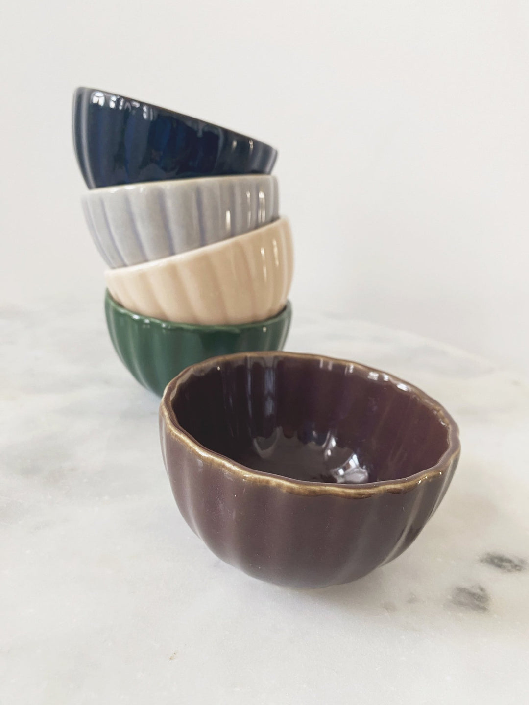 Mini Ribbed Stoneware Bowl - Spring Sweet