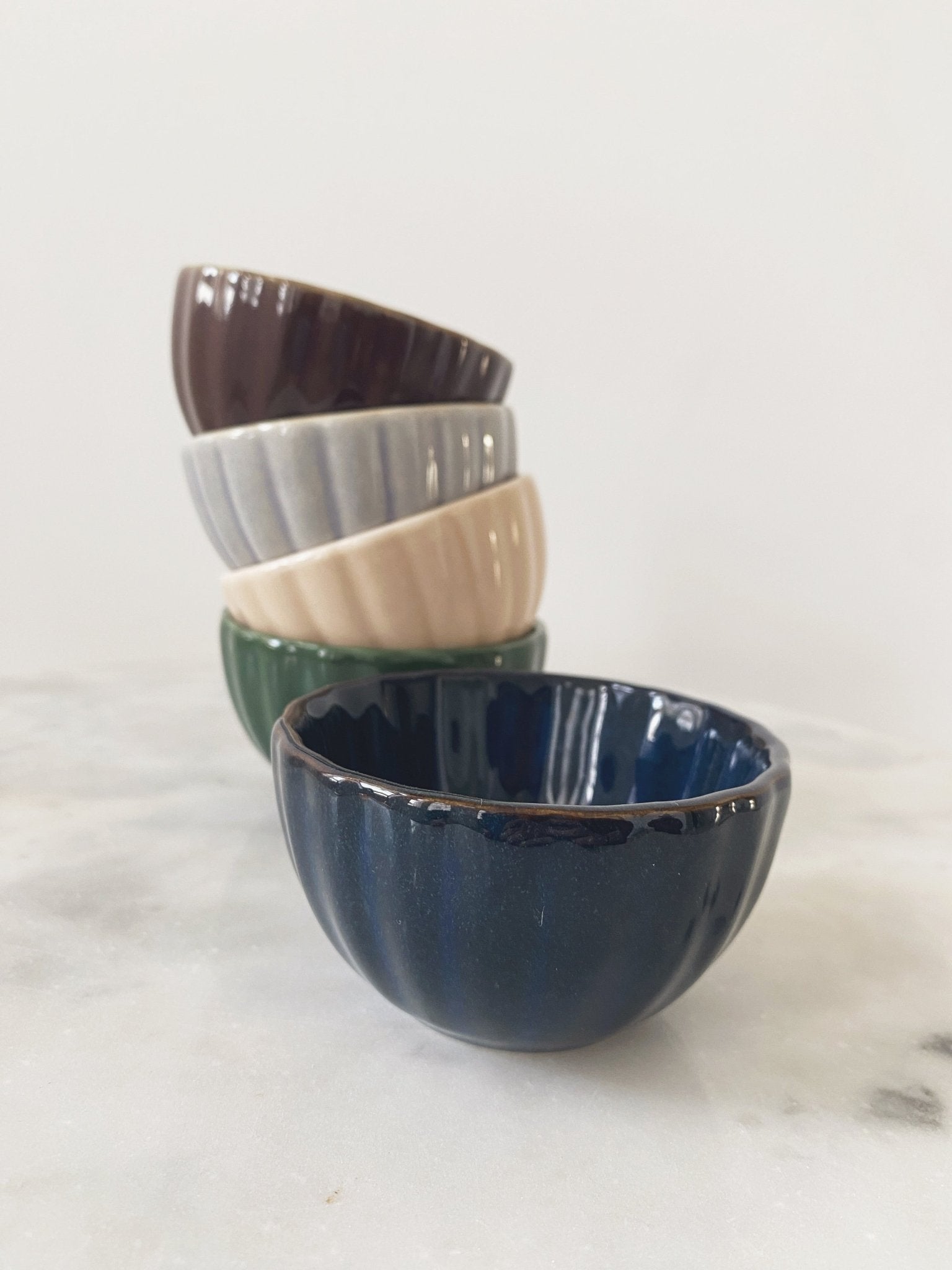 Mini Ribbed Stoneware Bowl - Spring Sweet