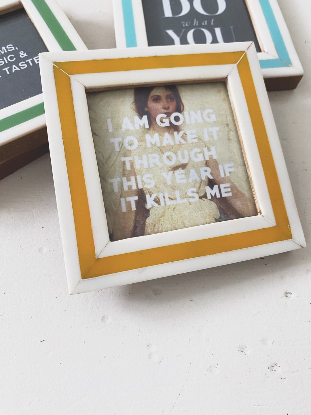 Mini Stripe Resin Frame Magnet - Spring Sweet