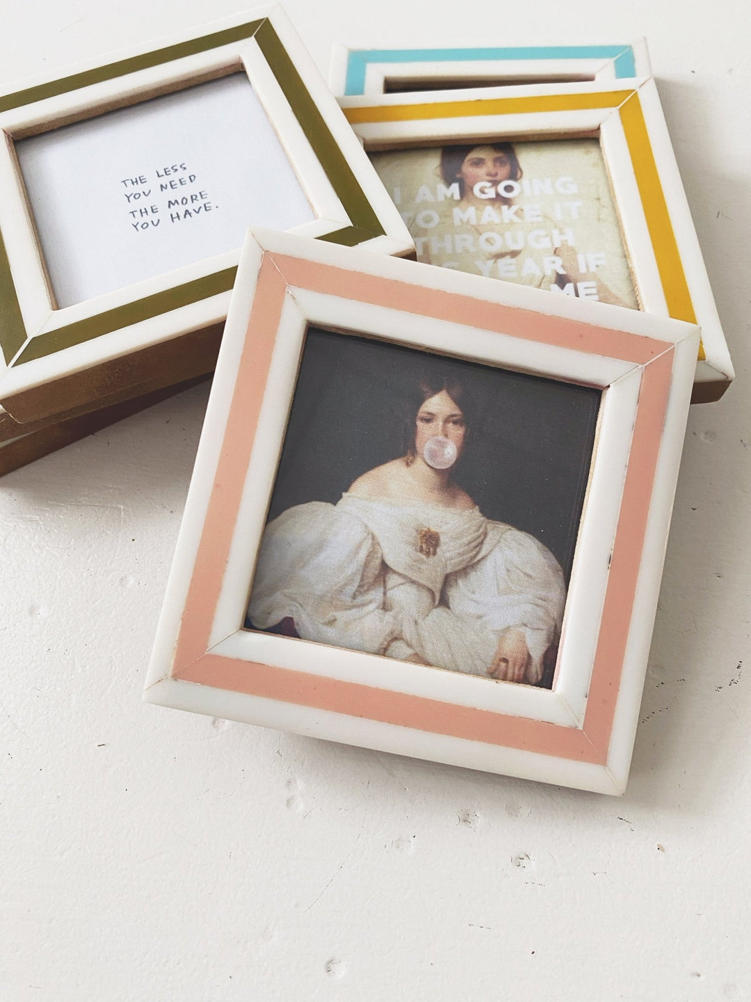 Mini Stripe Resin Frame Magnet - Spring Sweet