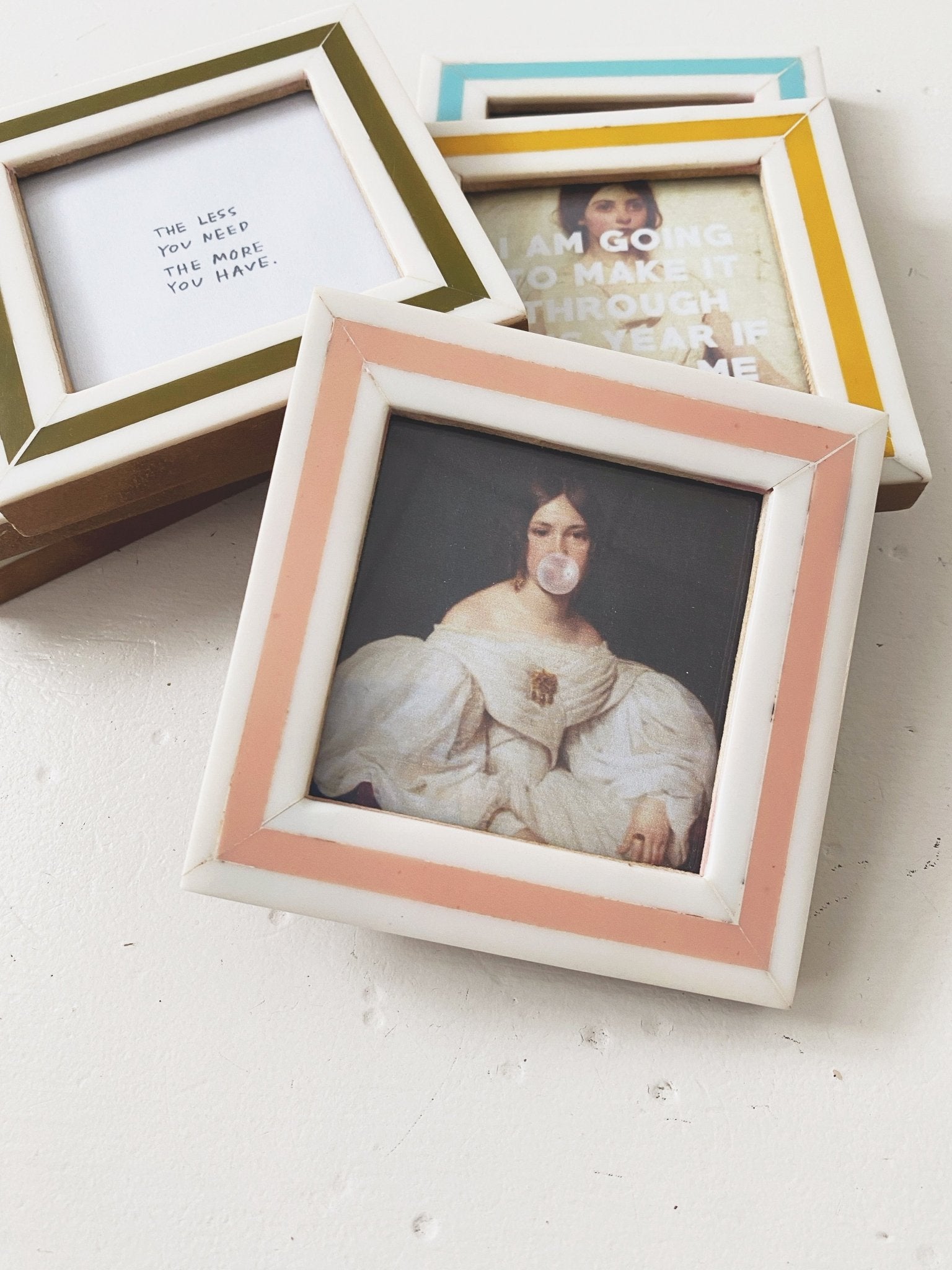 Mini Stripe Resin Frame Magnet - Spring Sweet