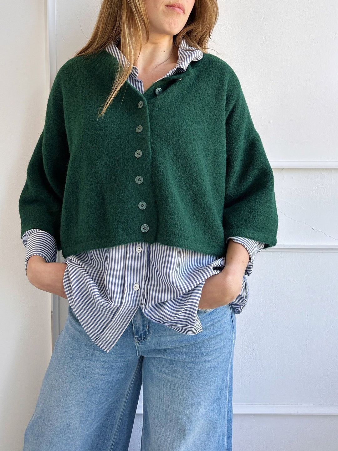 Mock Neck Crop Cardigan - Spring Sweet