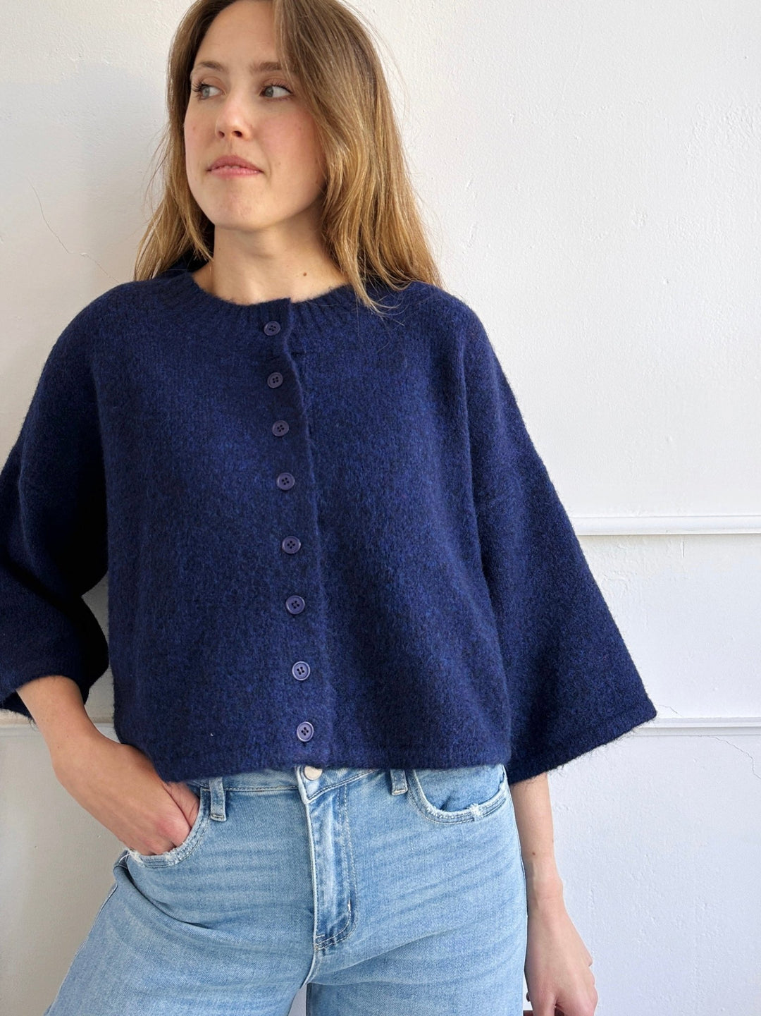 Mock Neck Crop Cardigan - Spring Sweet