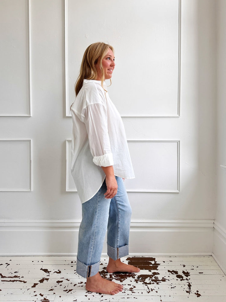 Oversized Cotton Button Up - Spring Sweet