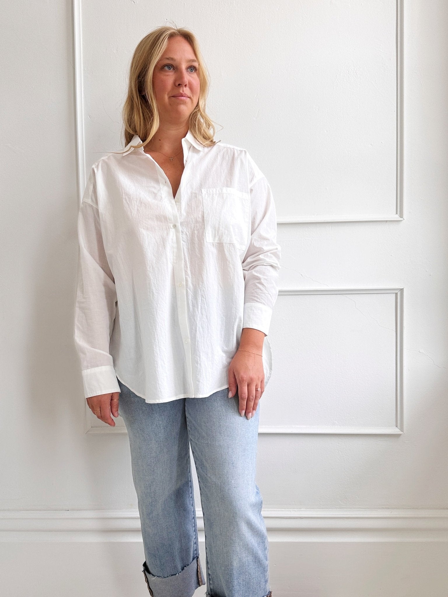 Oversized Cotton Button Up - Spring Sweet